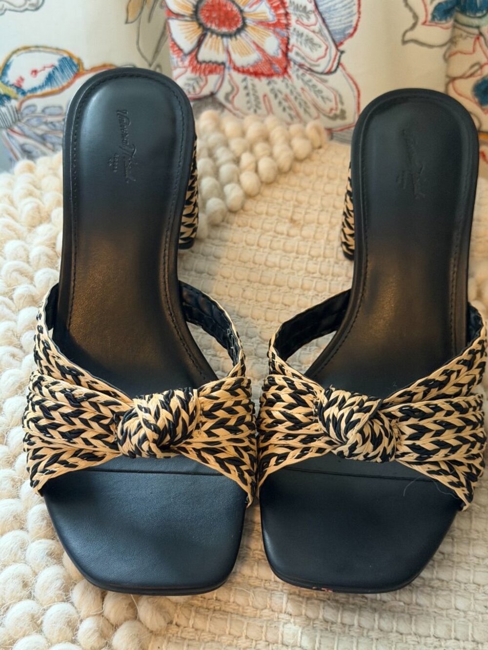 Black and Tan, Strappy Knot Sandals, Size 9